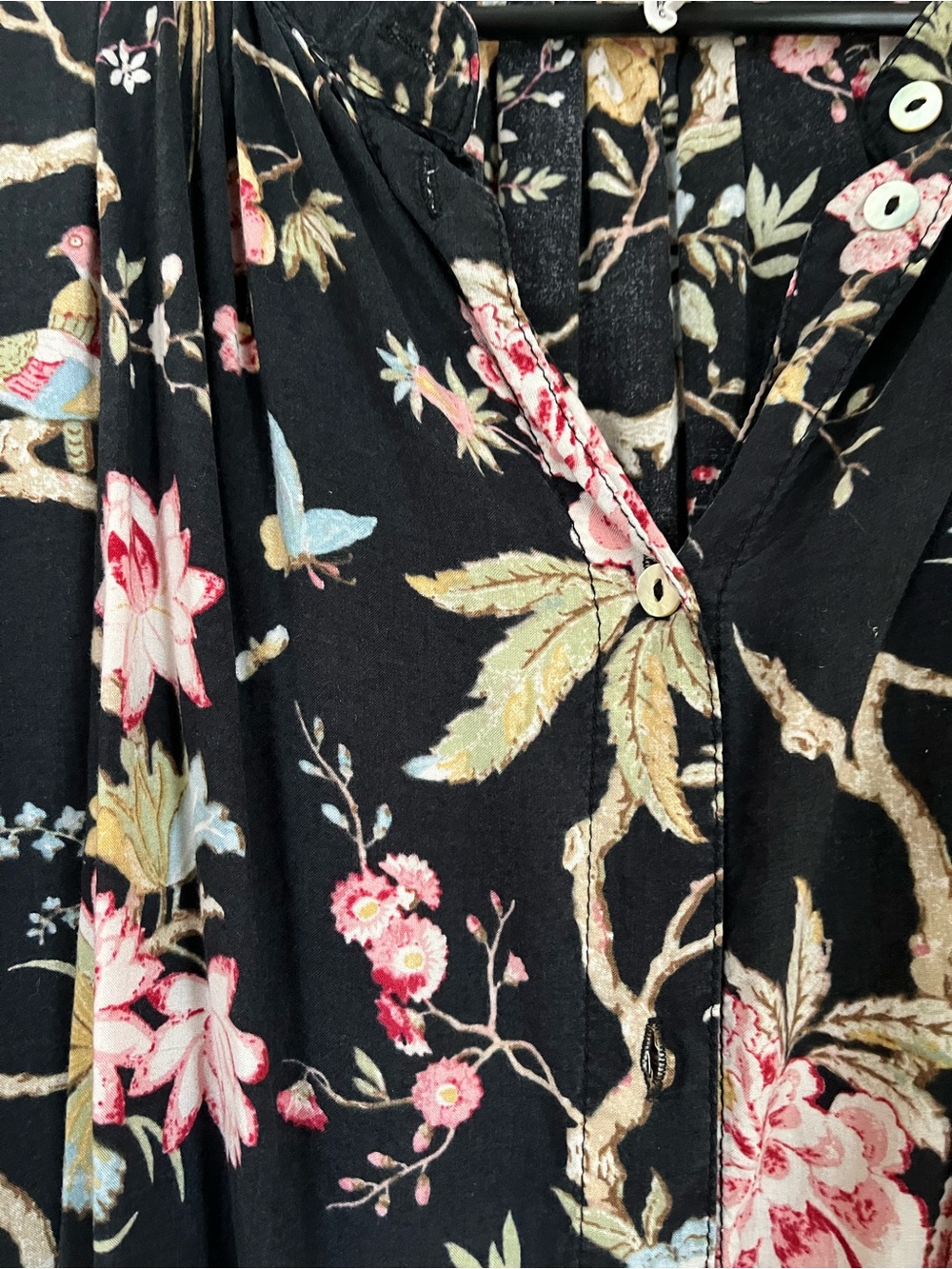 H&M Black Floral Tie-Neck Blouse with Bird Motif - Picture 5 of 6